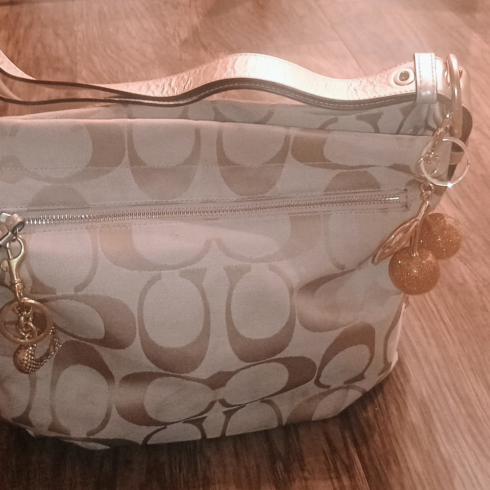 Coach Signature Jacquard Hobo Bag in Beige